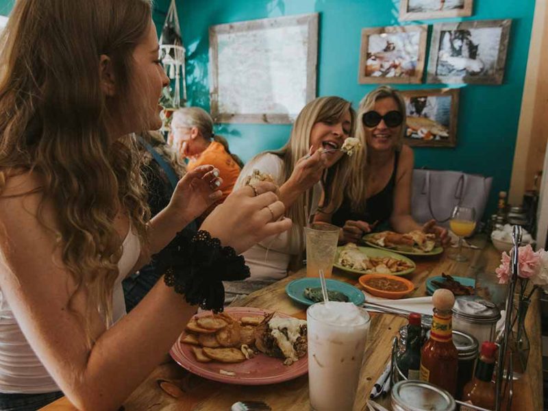 Wild flower cafe Girls enjoying the food
